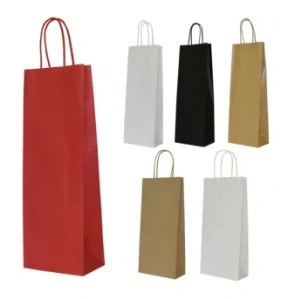 papierová taška na víno, krútené ucho